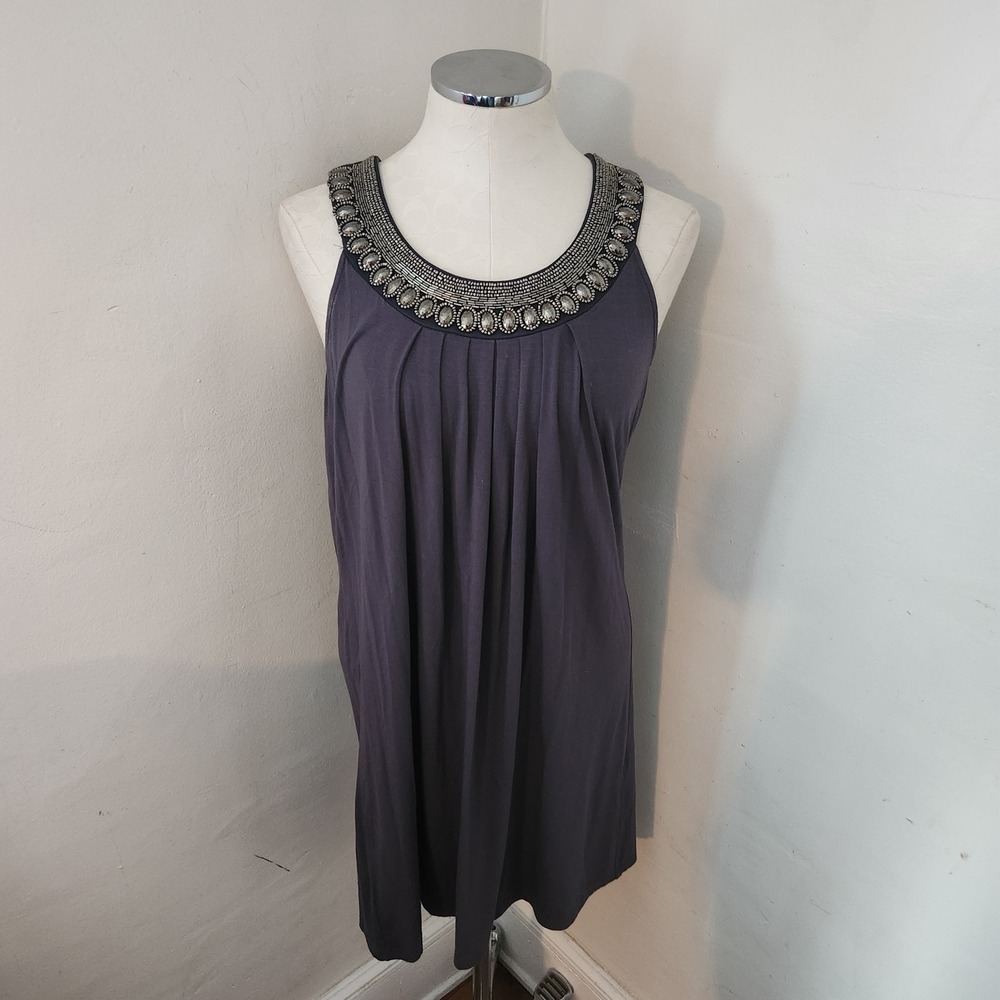 Cynthia Rowley Embellished Neckline Pleated Tank Dress Size S‎